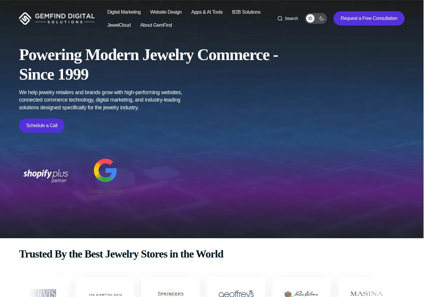 Captured homepage of gemfind.com in the current scan