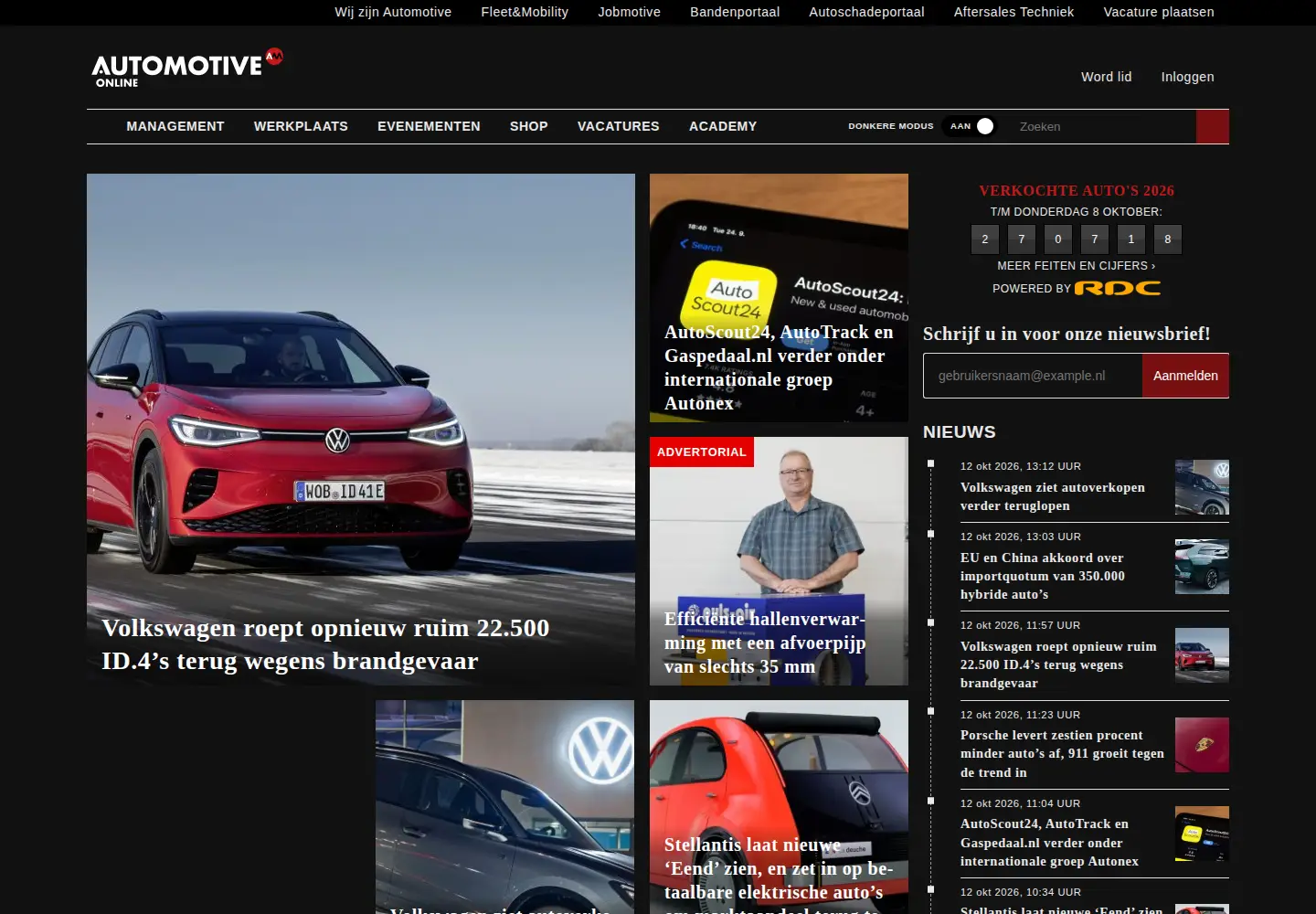 Captured homepage of automotive-online.nl in the current scan