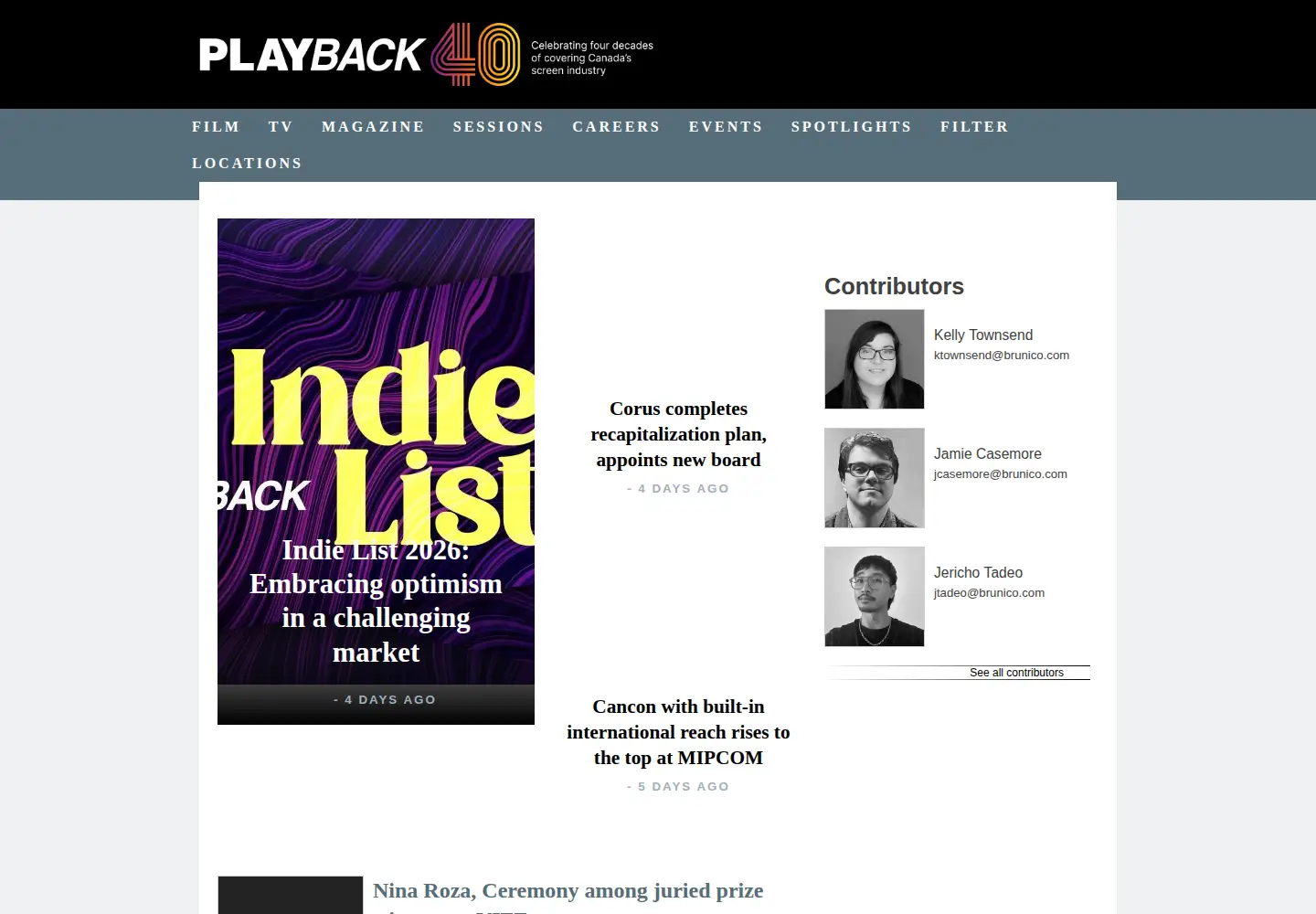 Captured homepage of playbackonline.ca in the current scan
