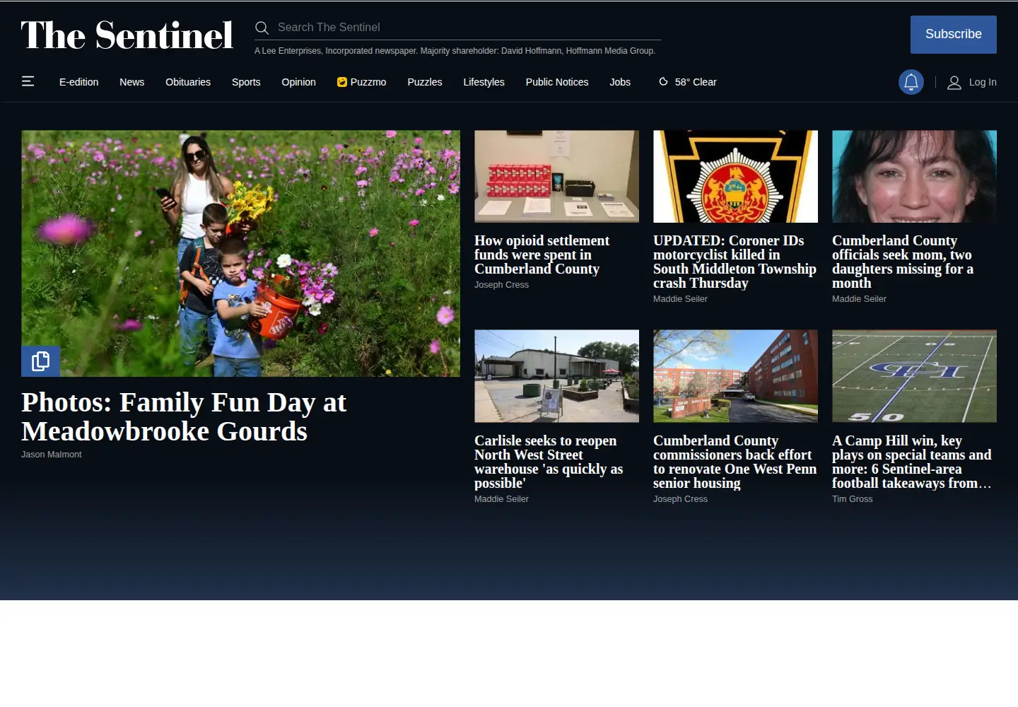 Captured homepage of cumberlink.com in the current scan