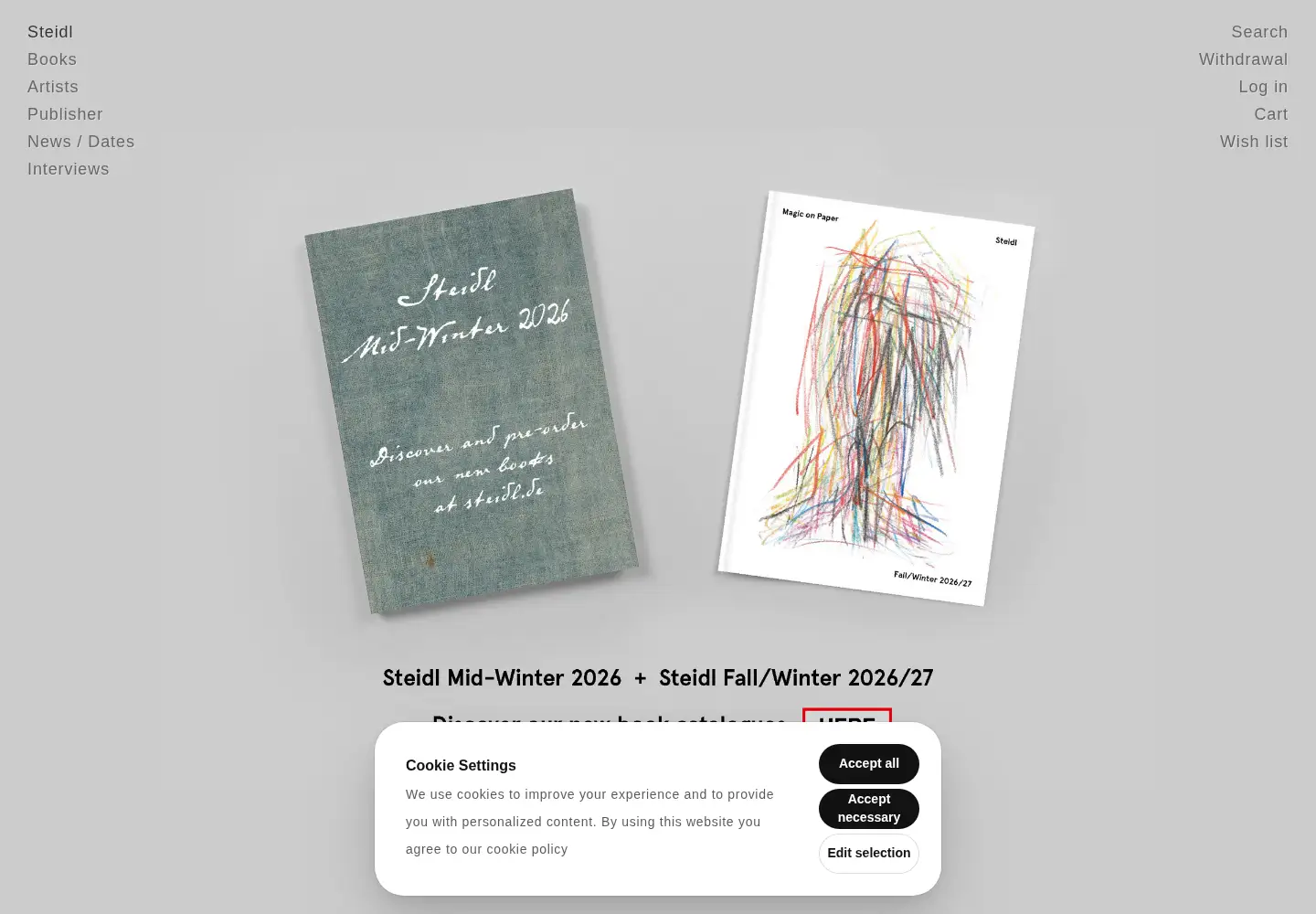 Captured homepage of steidl.de in the current scan