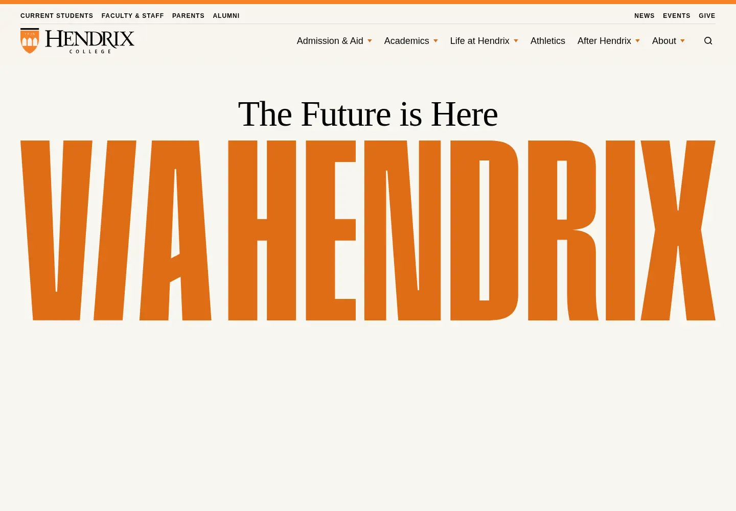 Captured homepage of hendrix.edu in the current scan