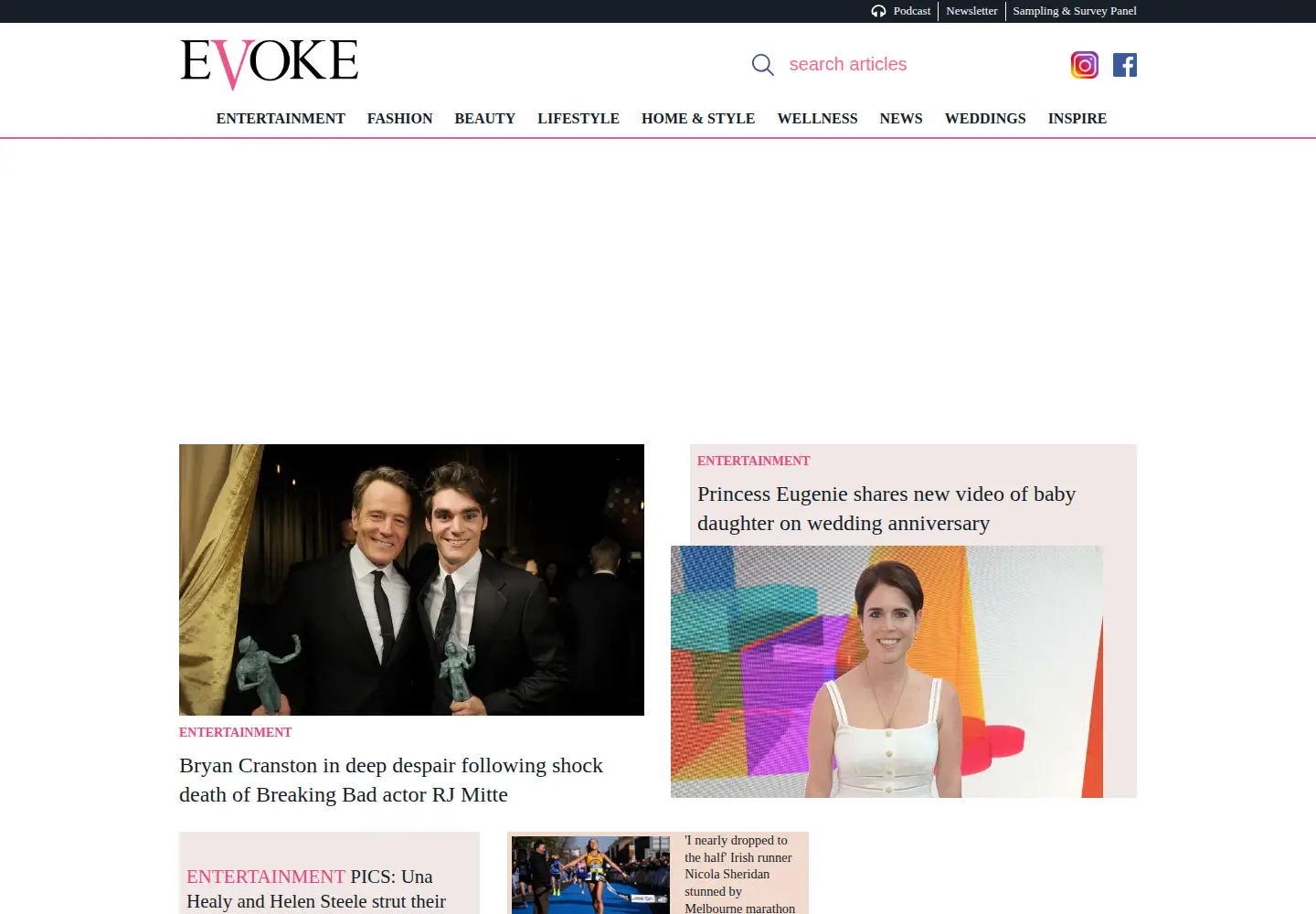 Screenshot of evoke.ie