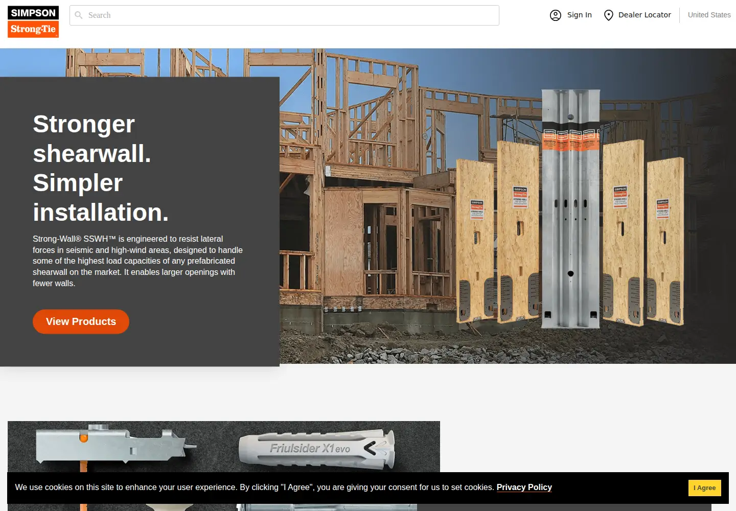 Captured homepage of strongtie.com in the current scan