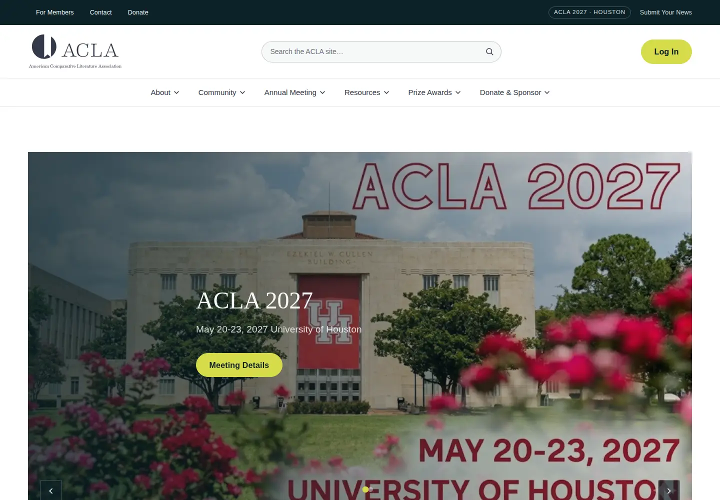 Captured homepage of acla.org in the current scan