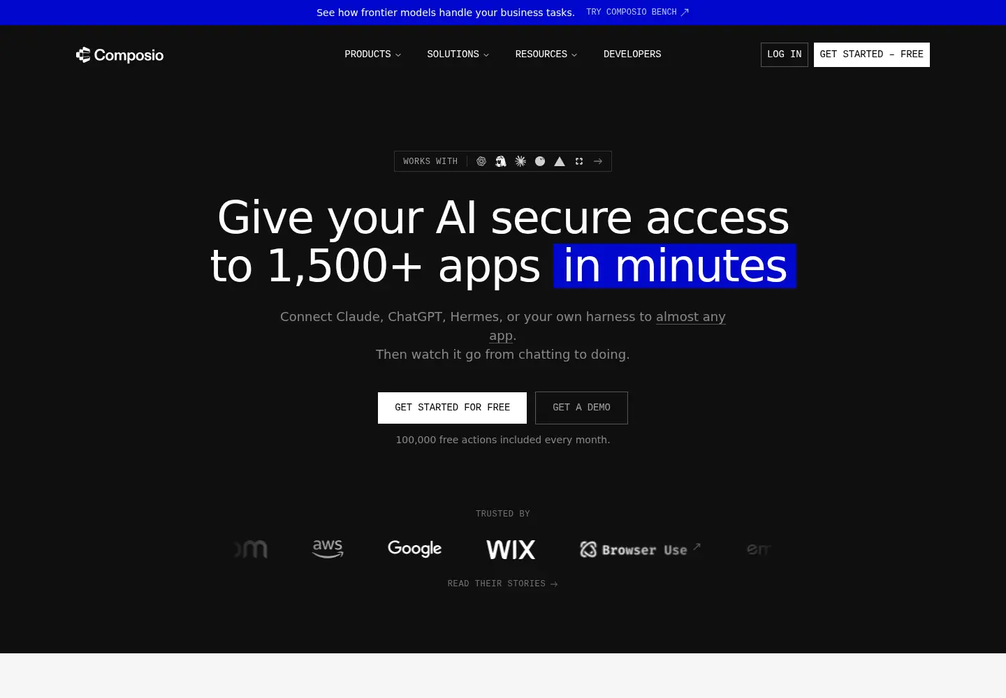 Captured homepage of composio.dev in the current scan