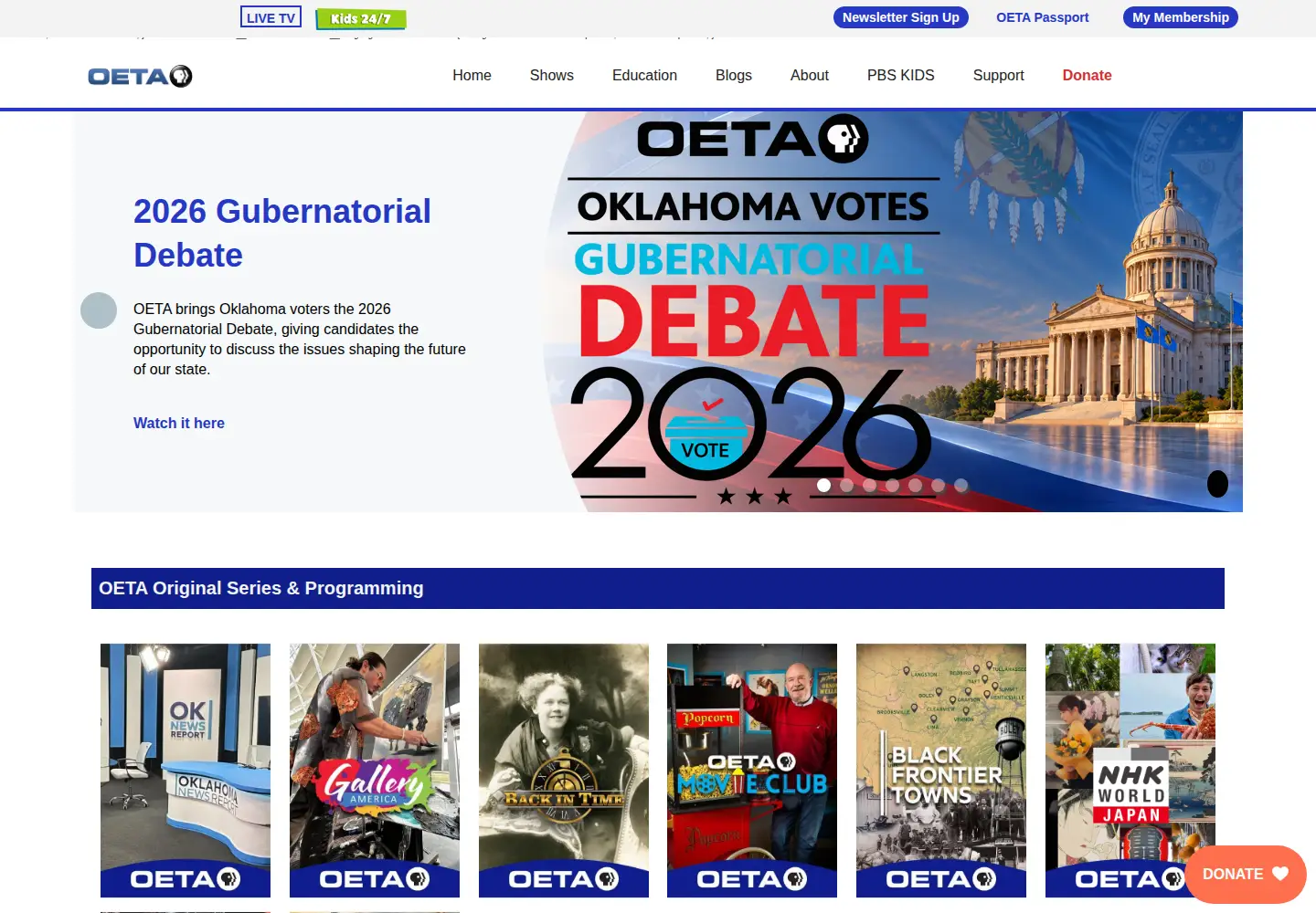 Screenshot of oeta.tv