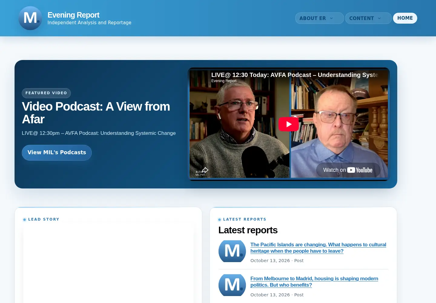 Screenshot of eveningreport.nz