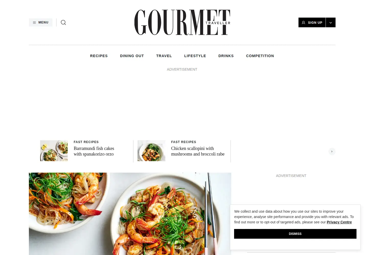 Screenshot of gourmettraveller.com.au