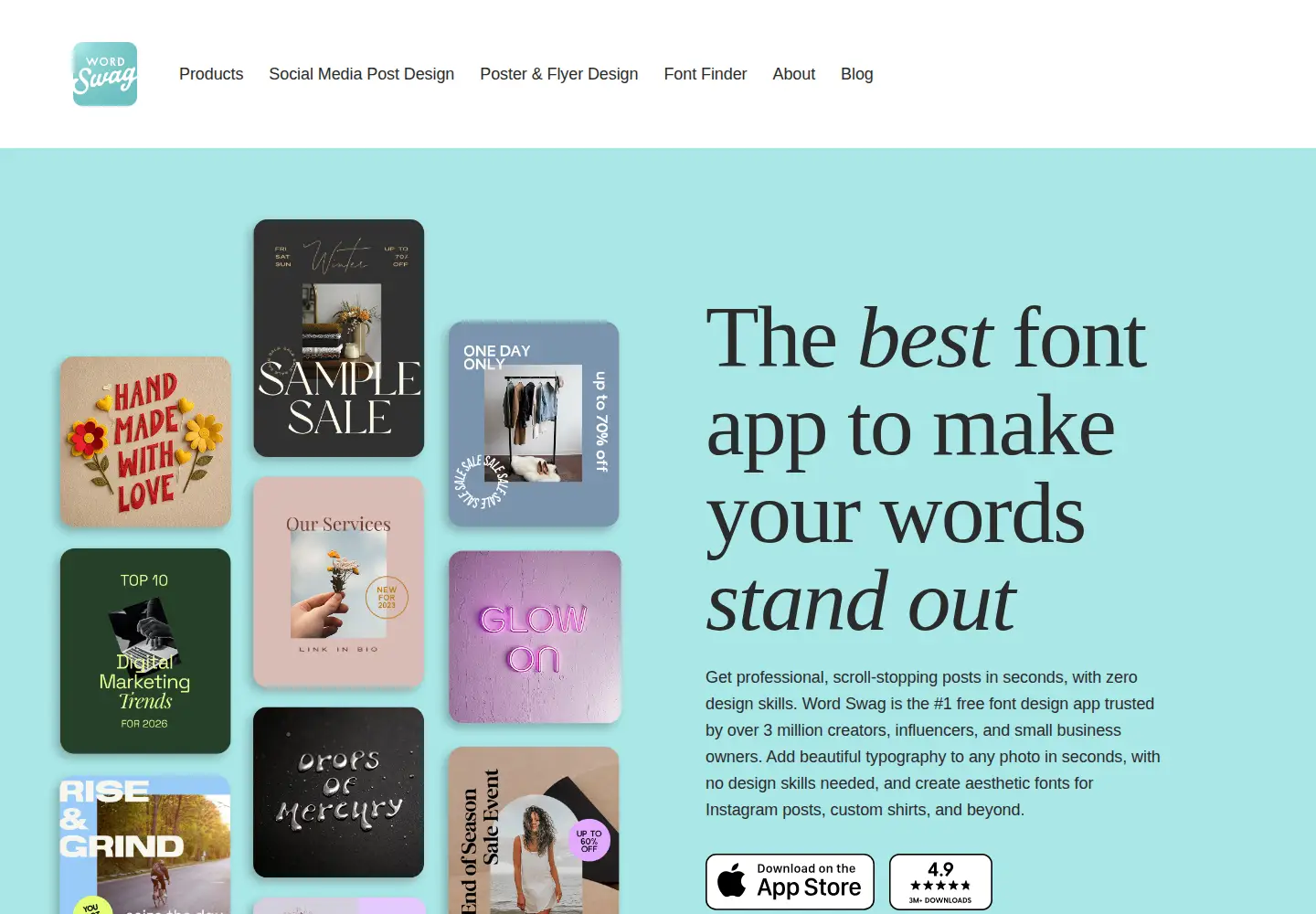Captured homepage of wordswag.co in the current scan