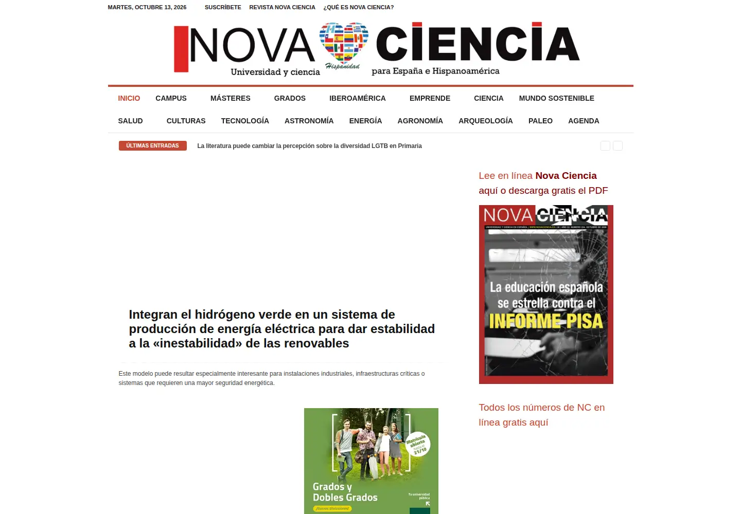 Captured homepage of novaciencia.es in the current scan