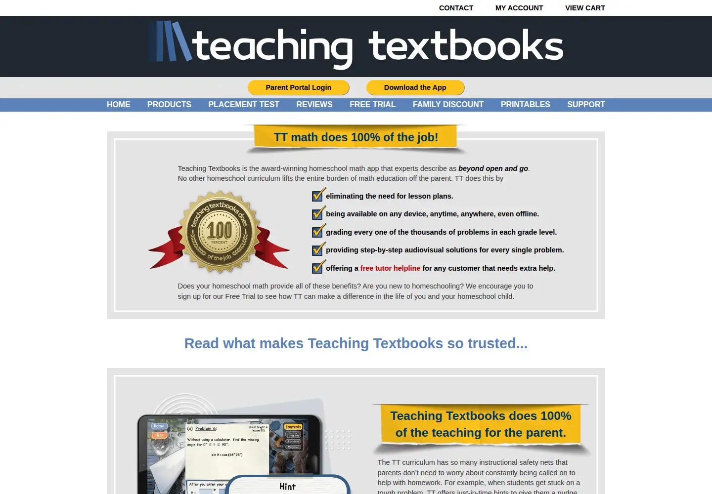 Screenshot of teachingtextbooks.com