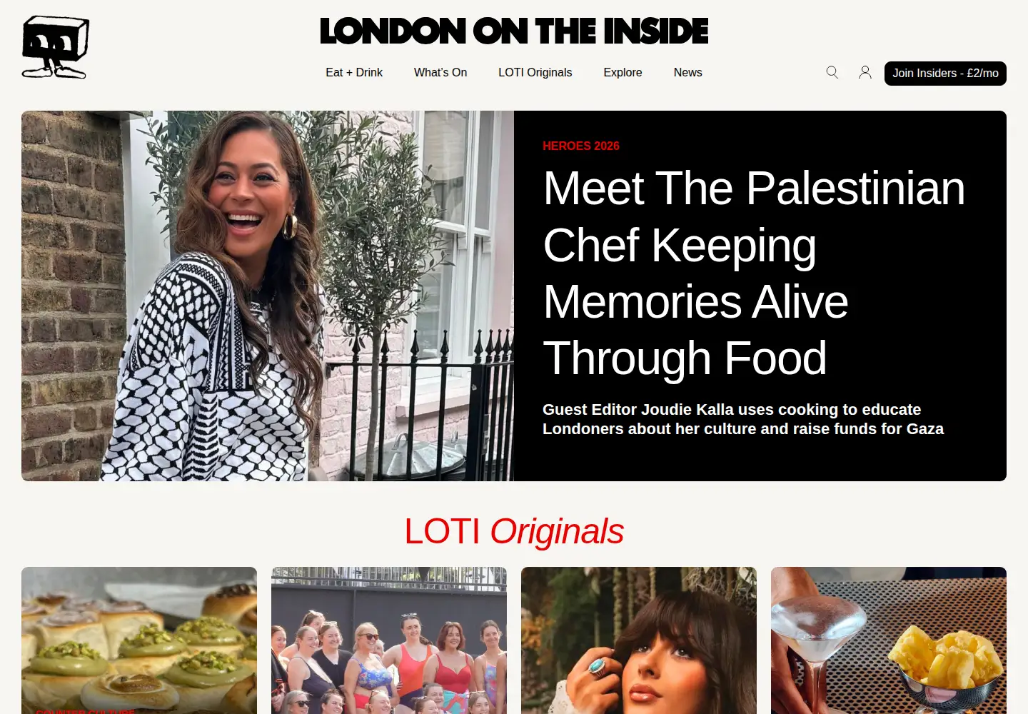 Captured homepage of londontheinside.com in the current scan