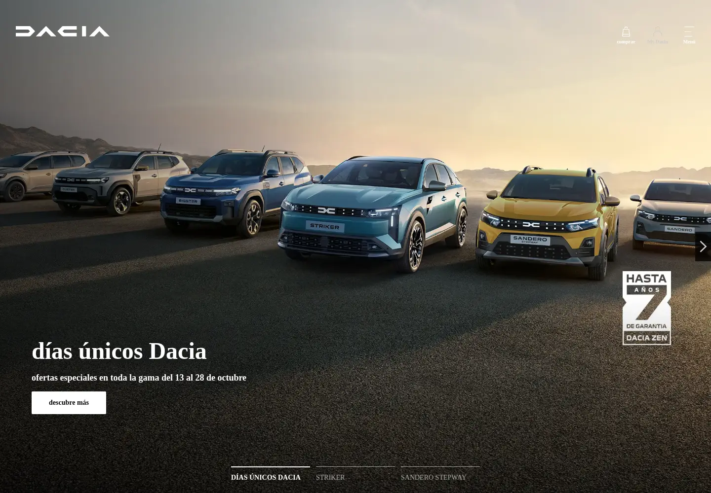Captured homepage of dacia.es in the current scan
