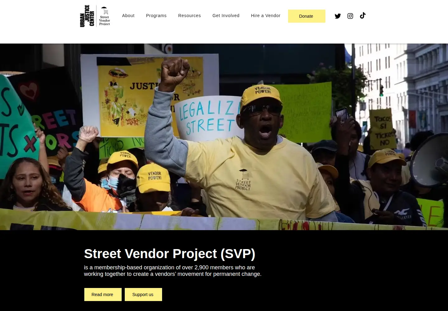Captured homepage of streetvendor.org in the current scan