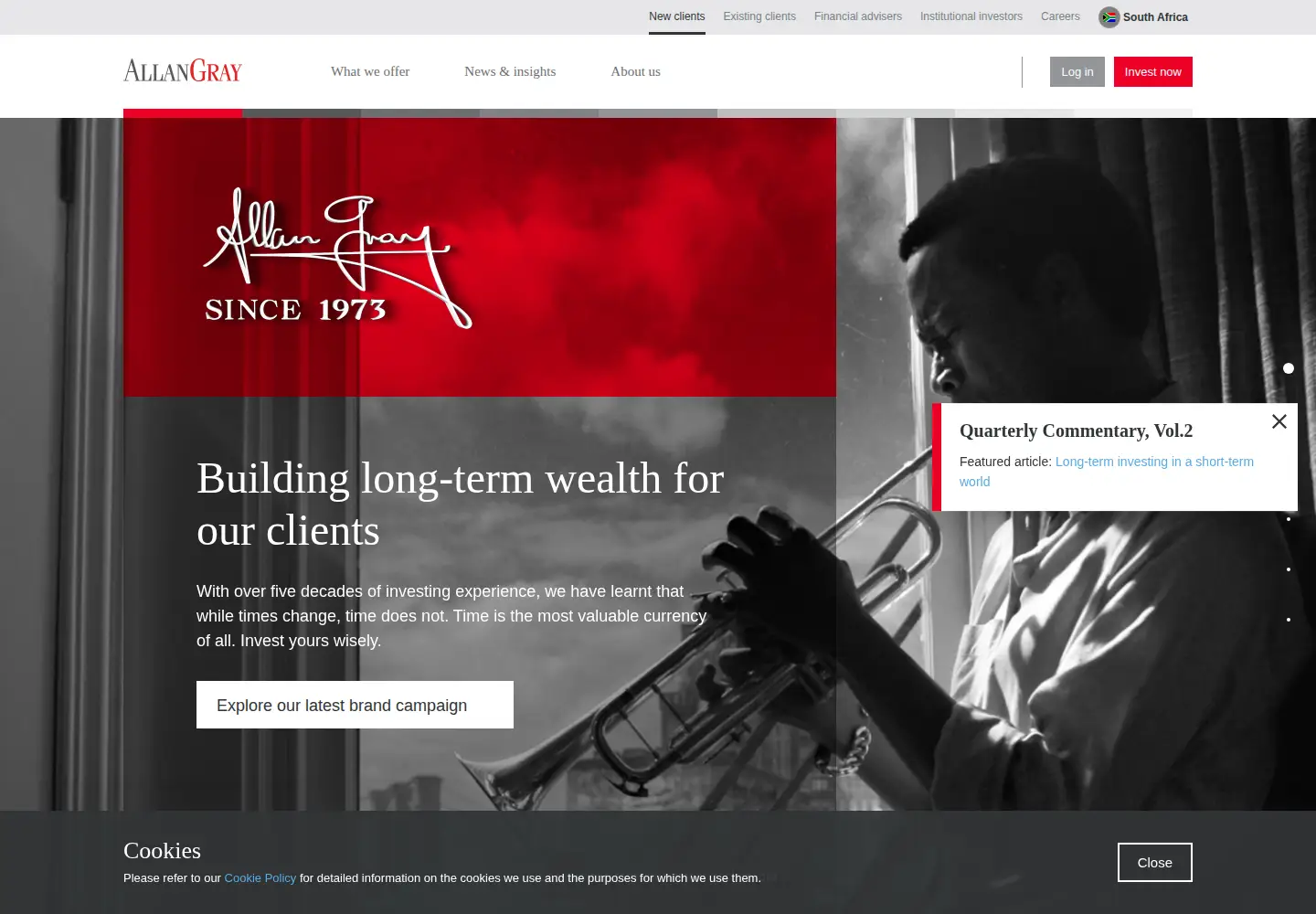 Captured homepage of allangray.co.za in the current scan