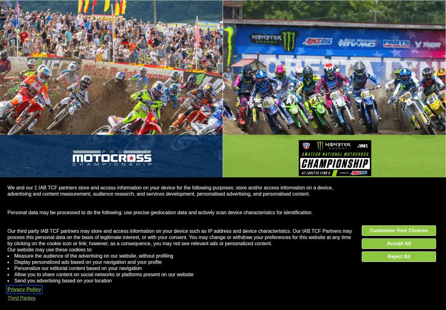 Screenshot of mxsports.com