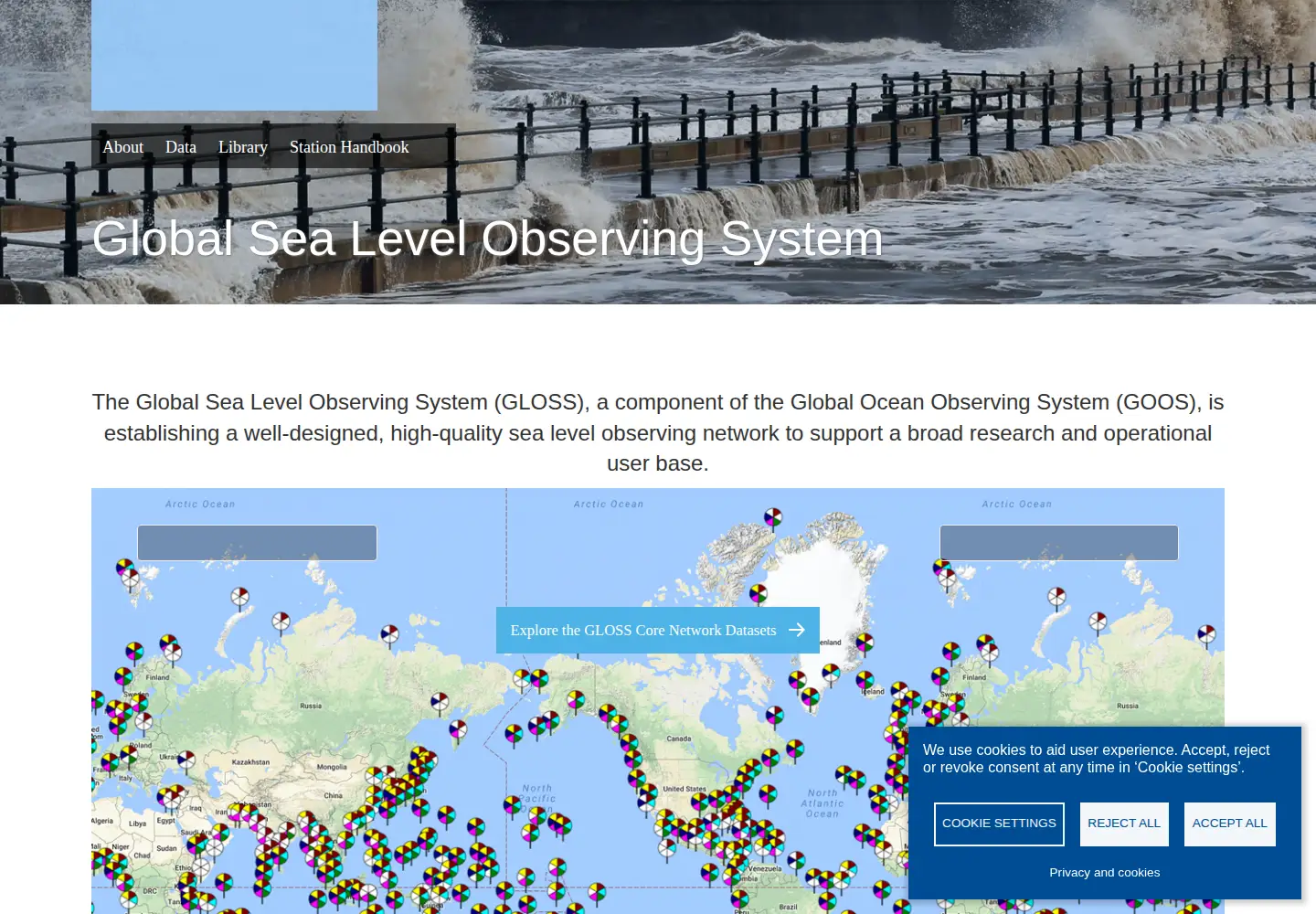 Captured homepage of gloss-sealevel.org in the current scan