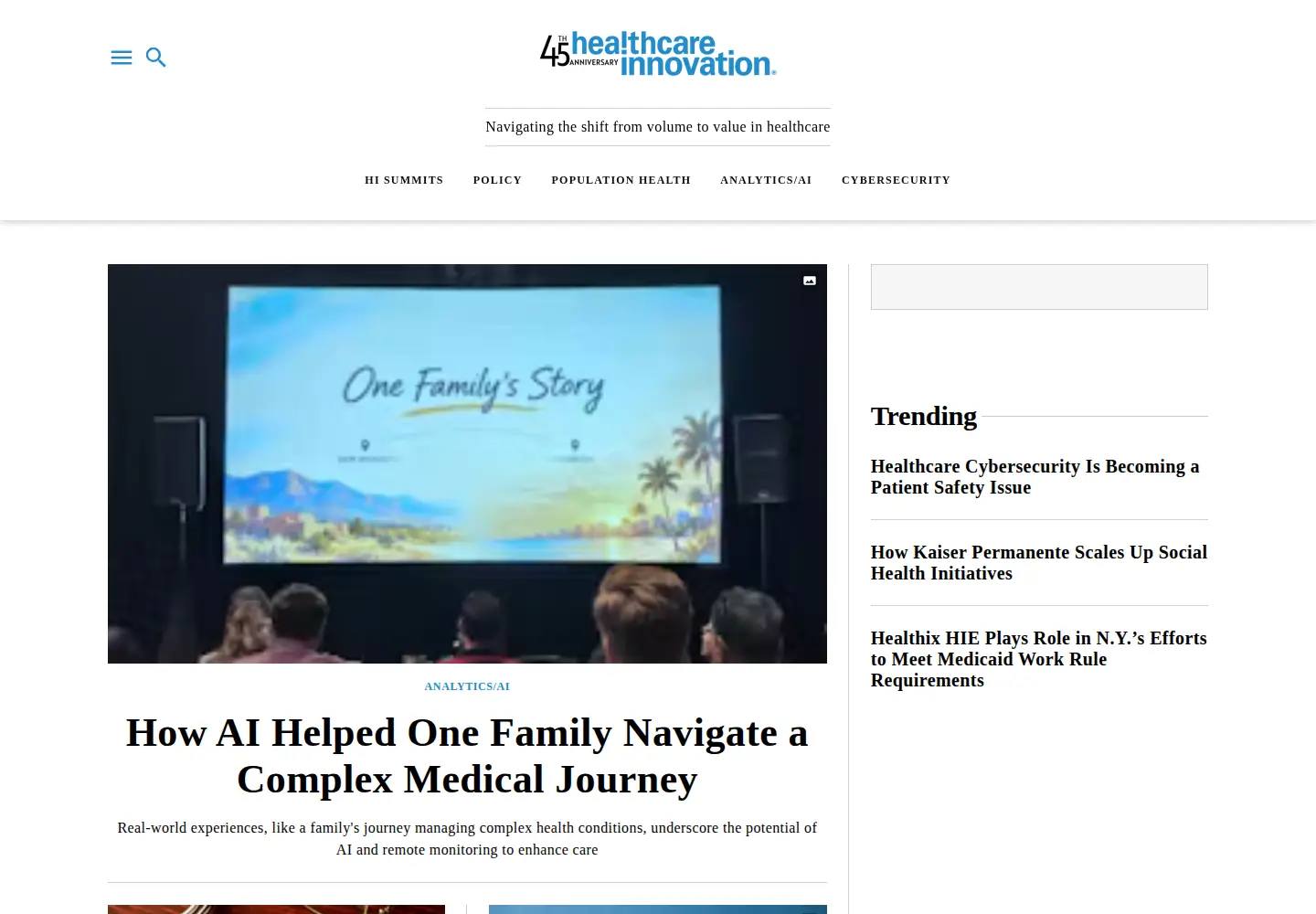 Captured homepage of healthcare-informatics.com in the current scan