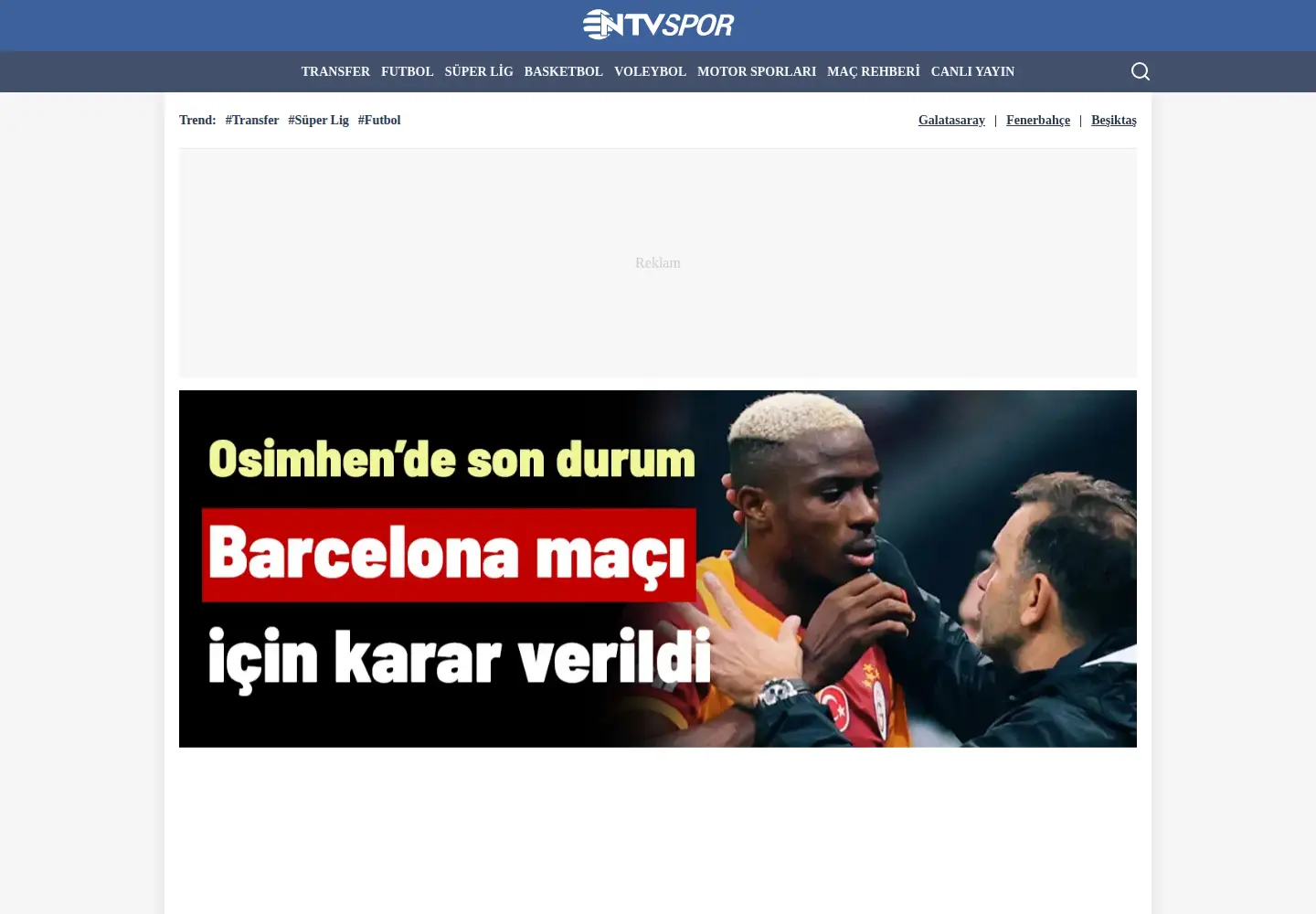 Screenshot of ntvspor.net