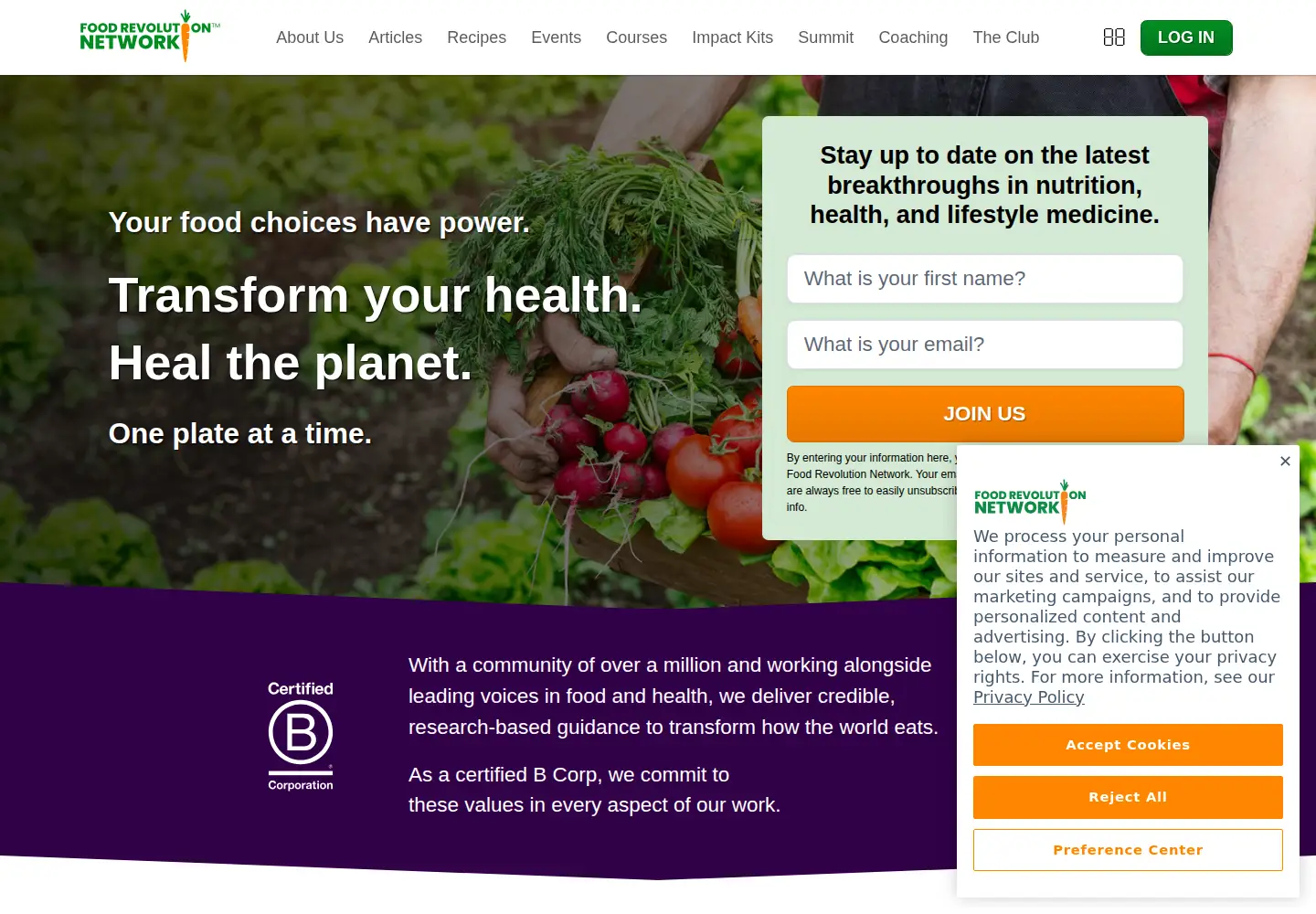 Screenshot of foodrevolution.org