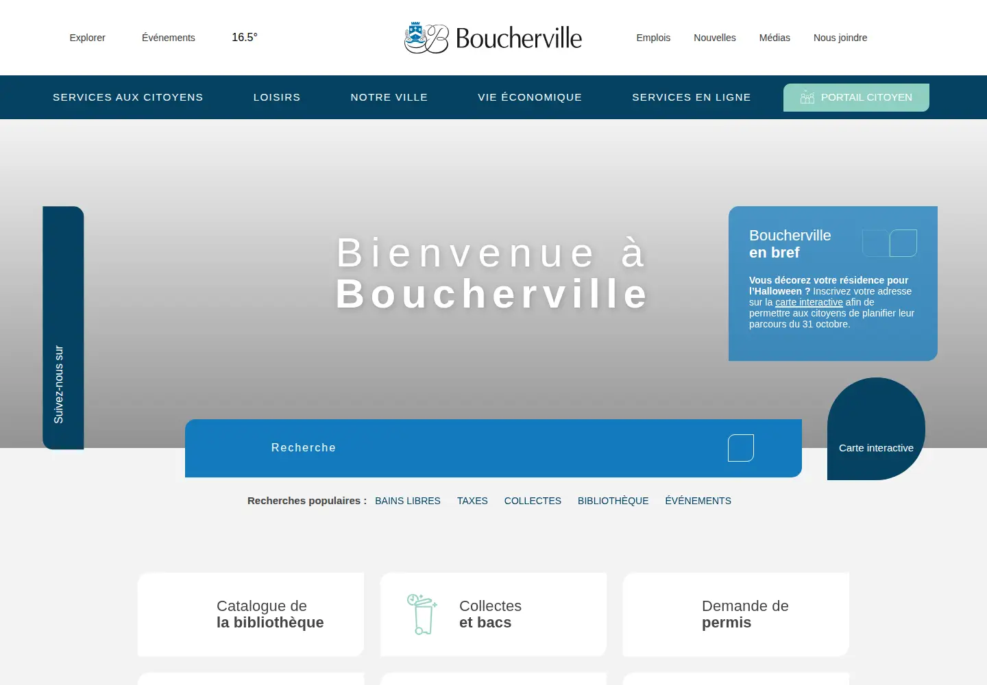 Captured homepage of boucherville.ca in the current scan