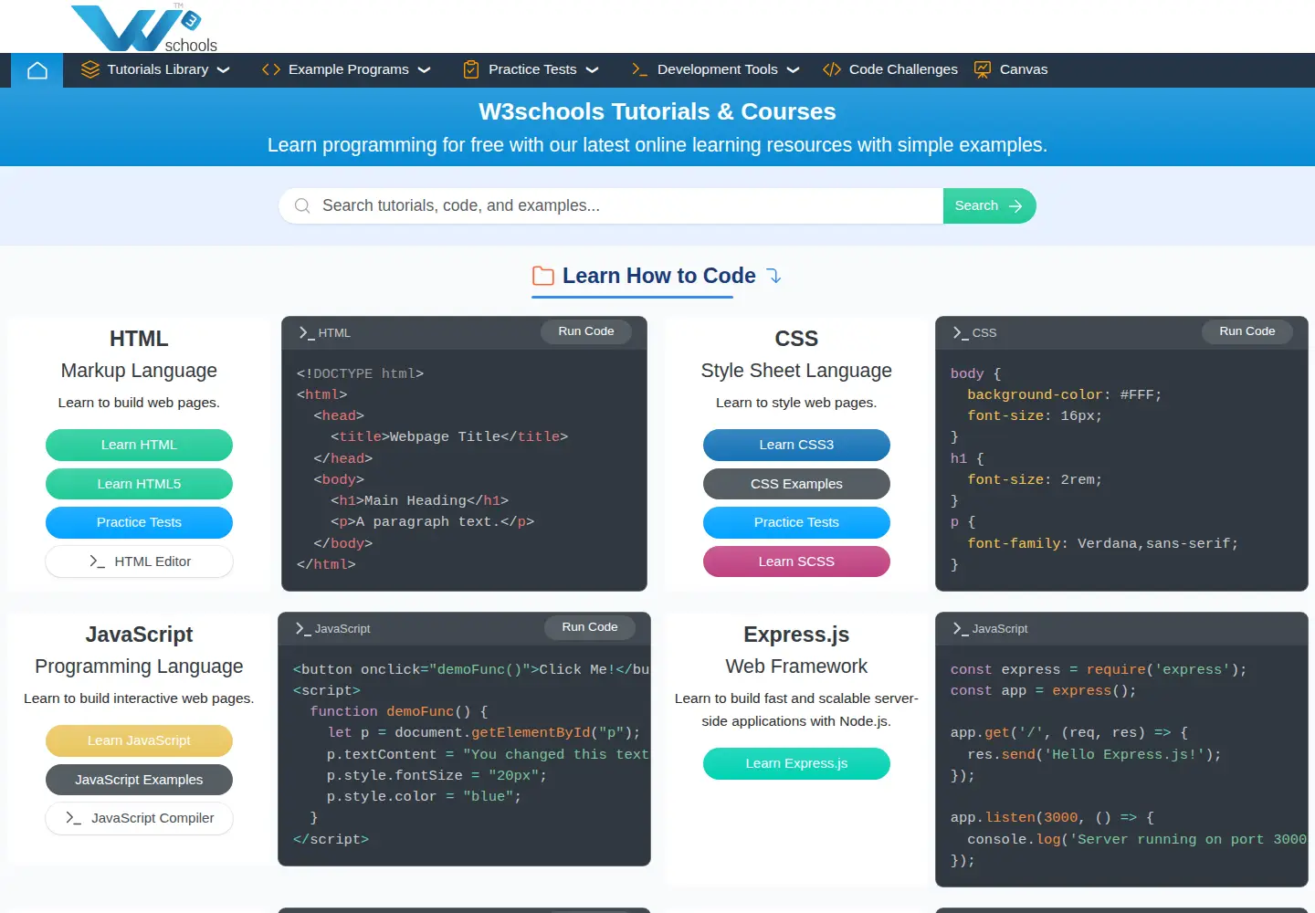 Screenshot of w3schools.in