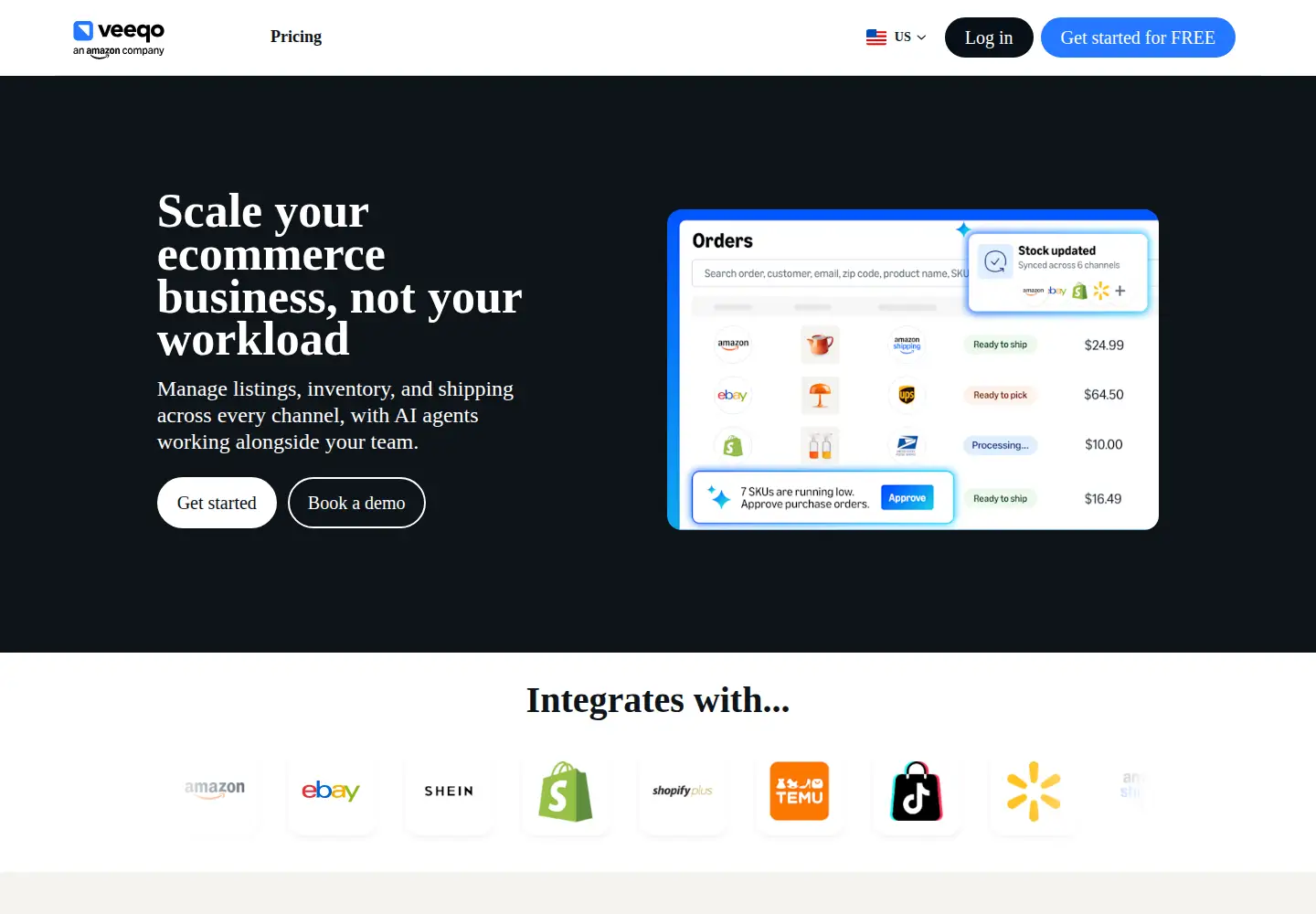 Screenshot of veeqo.com