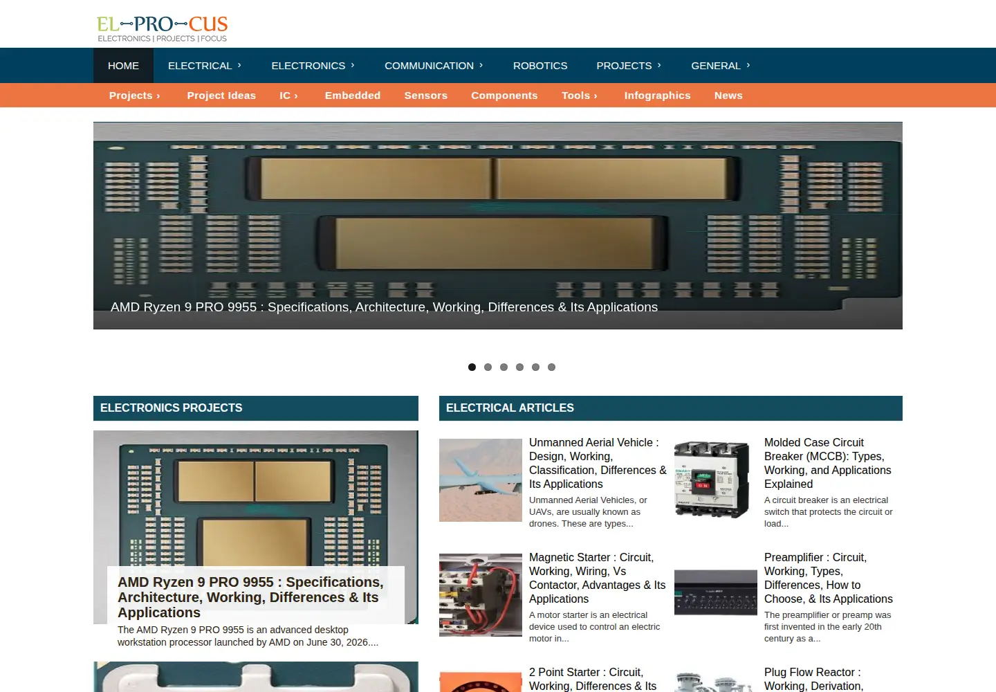 Screenshot of elprocus.com