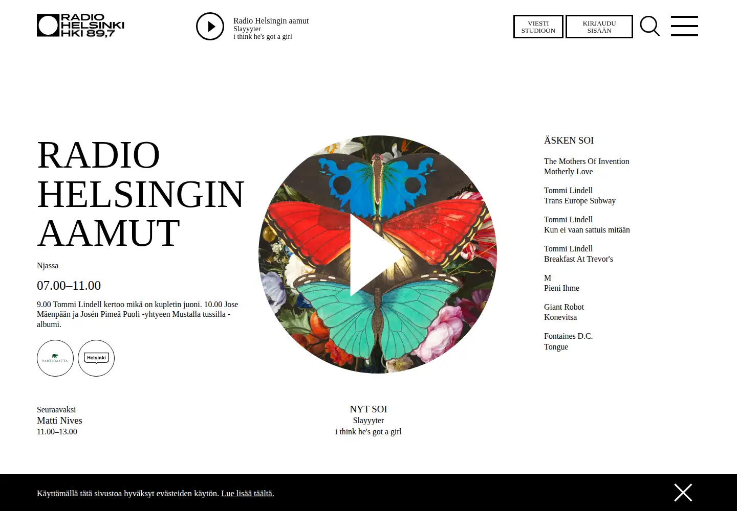 Screenshot of radiohelsinki.fi