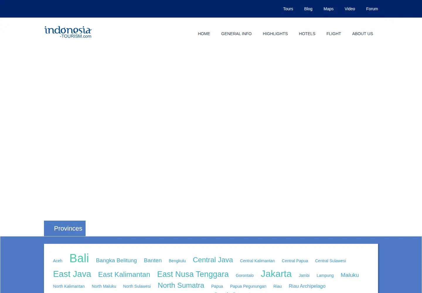 Captured homepage of indonesia-tourism.com in the current scan