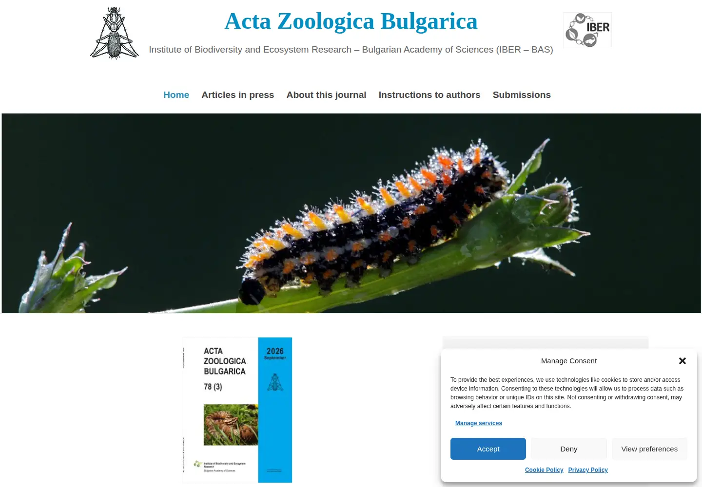 Captured homepage of acta-zoologica-bulgarica.eu in the current scan