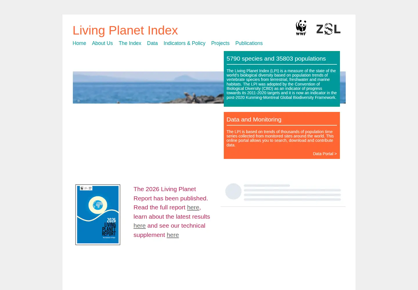 Screenshot of livingplanetindex.org