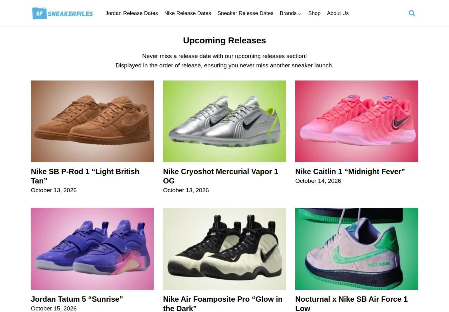 Captured homepage of sneakerfiles.com in the current scan