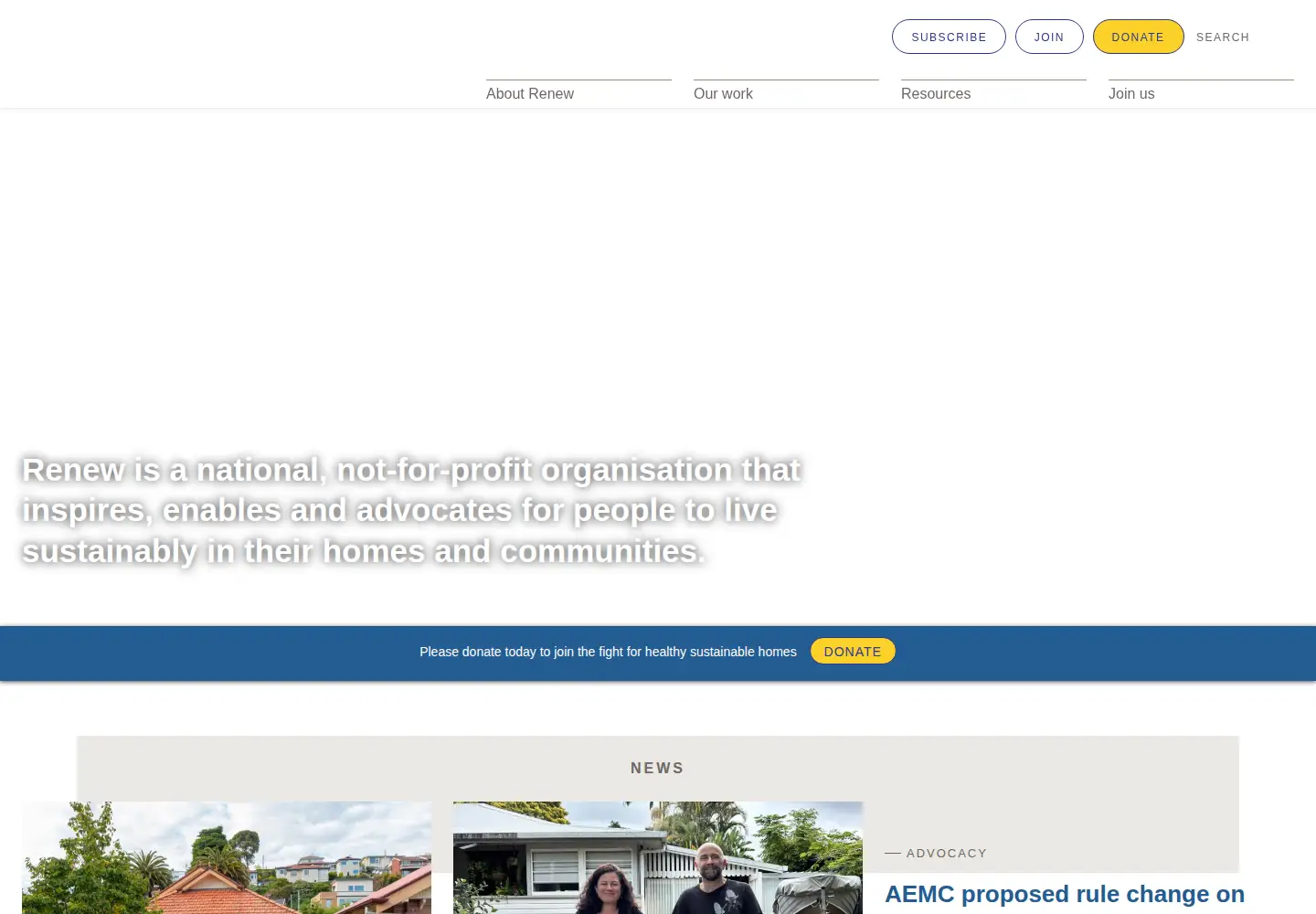 Captured homepage of renew.org.au in the current scan