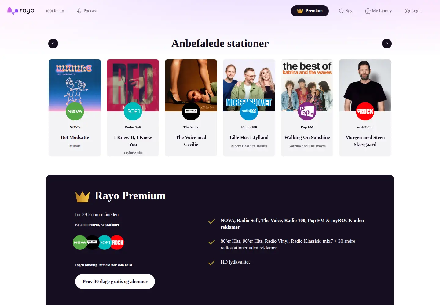 Screenshot of radioplay.dk