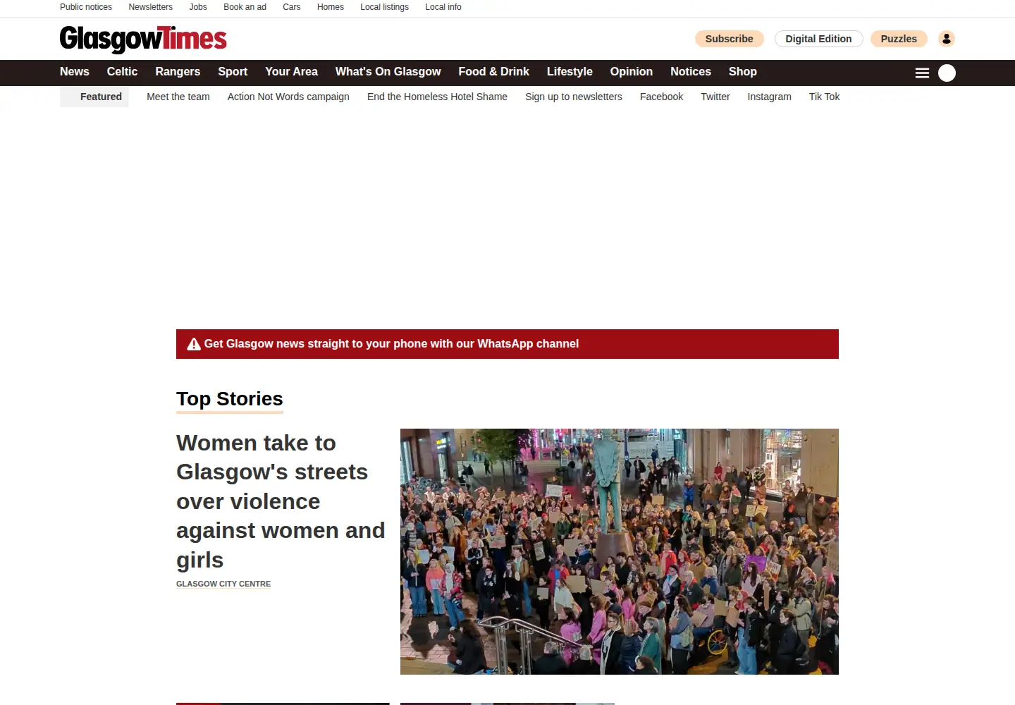 Captured homepage of glasgowtimes.co.uk in the current scan
