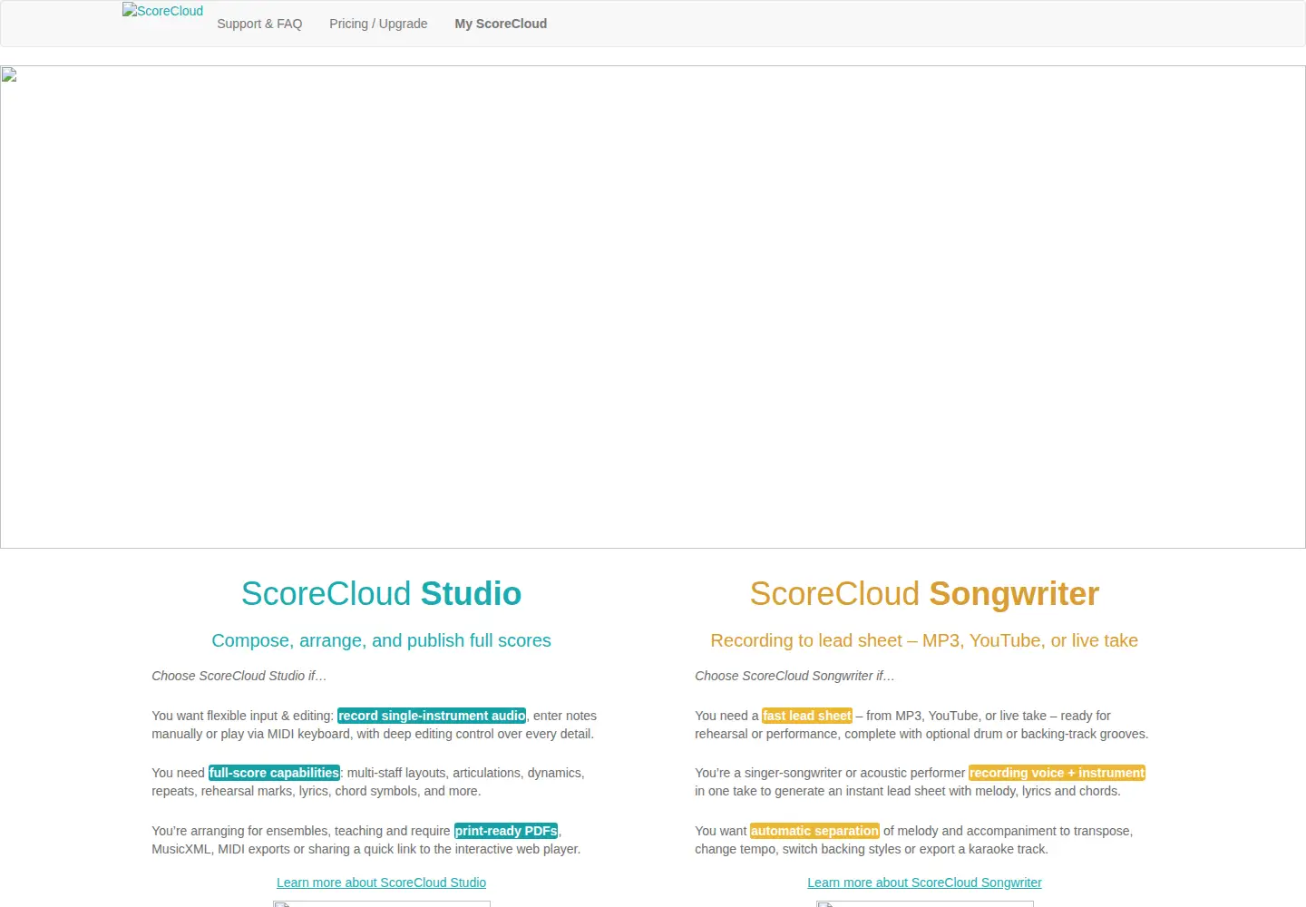 Captured homepage of scorecloud.com in the current scan