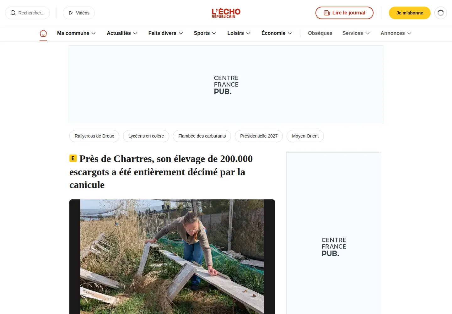 Captured homepage of lechorepublicain.fr in the current scan