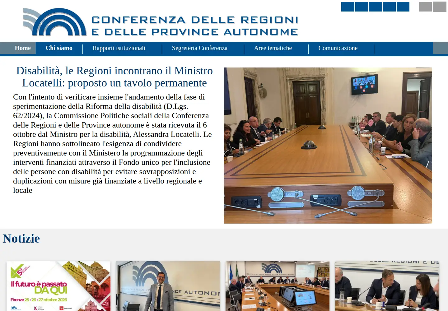 Screenshot of regioni.it