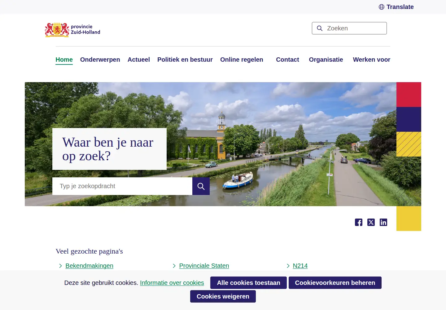 Screenshot of zuid-holland.nl