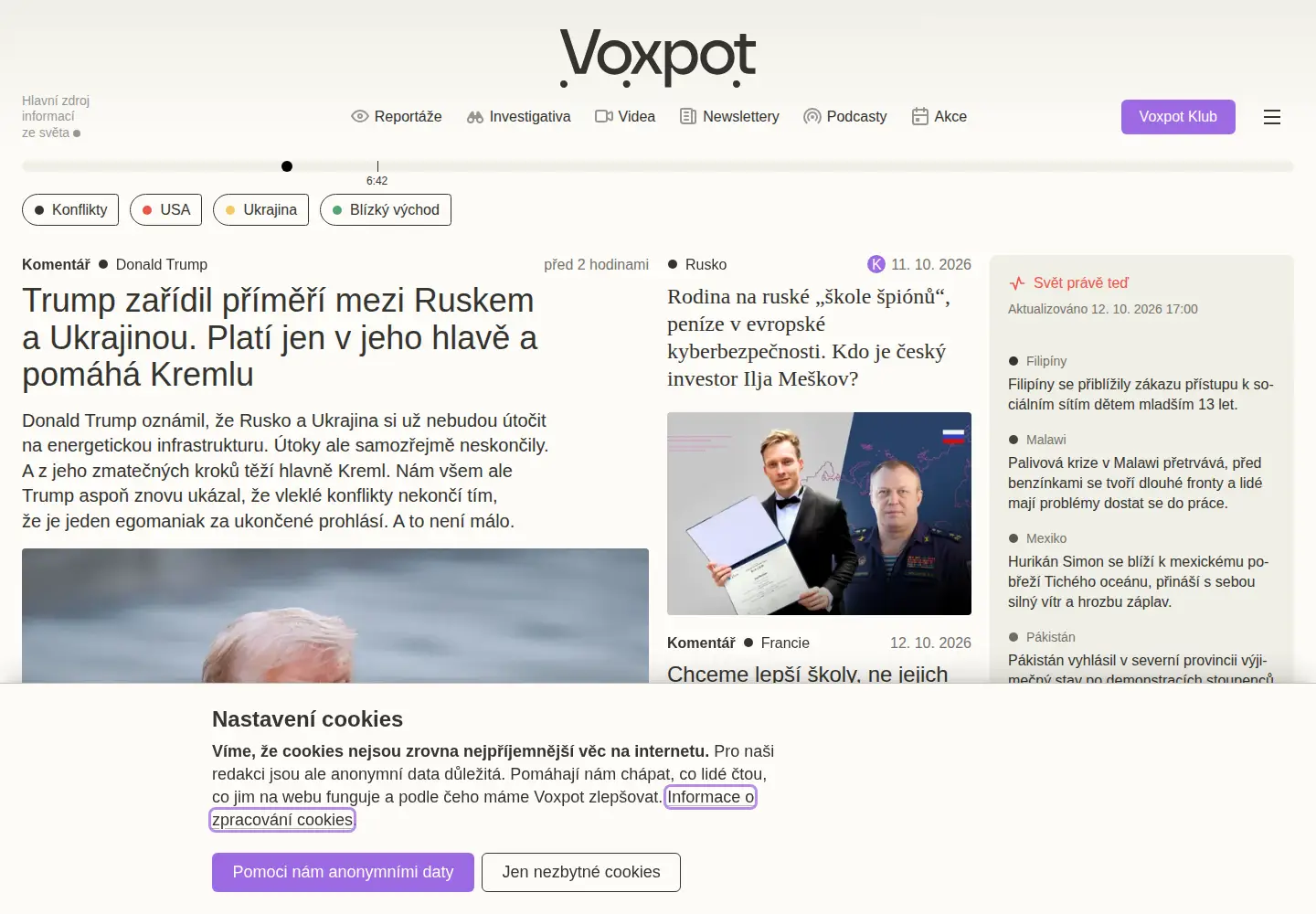 Captured homepage of voxpot.cz in the current scan