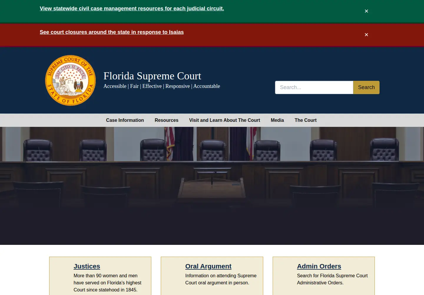 Screenshot of floridasupremecourt.org
