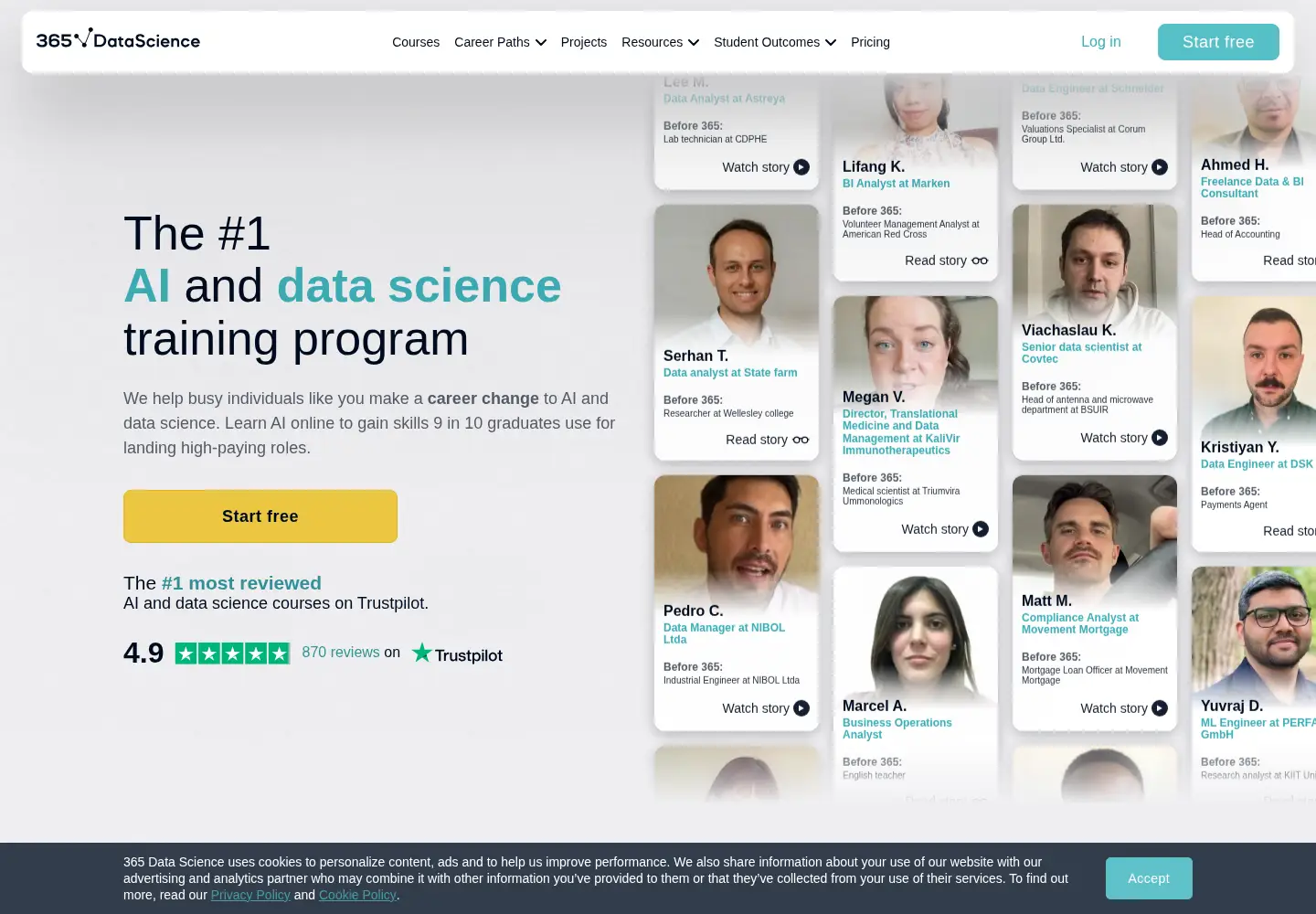 Screenshot of 365datascience.com