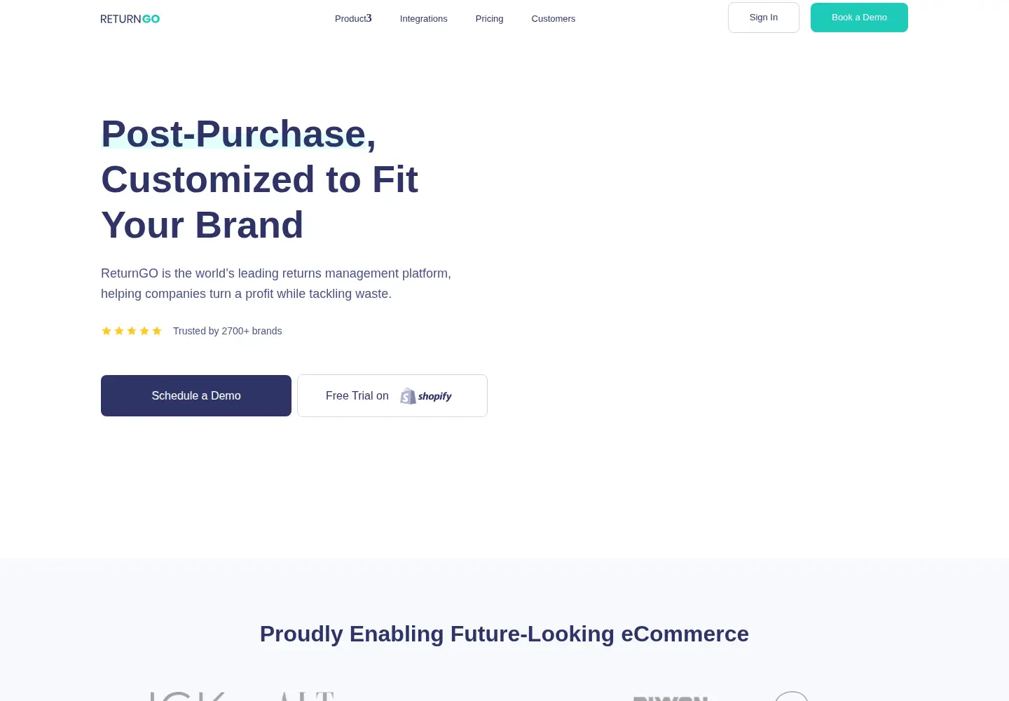Captured homepage of returngo.ai in the current scan