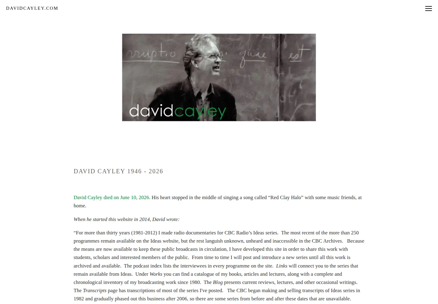 Screenshot of davidcayley.com