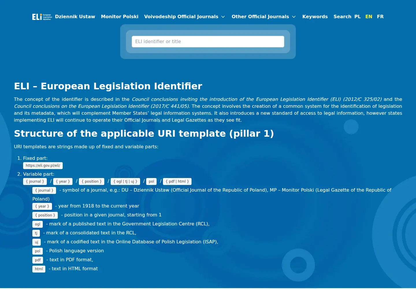 Screenshot of eli.gov.pl