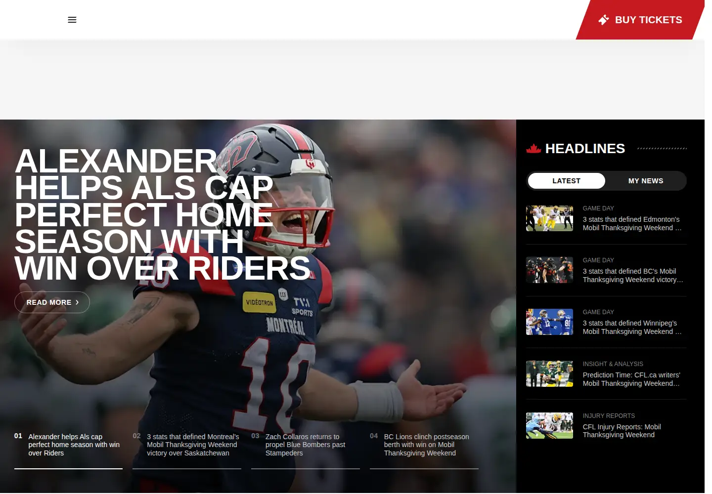 Screenshot of cfl.ca