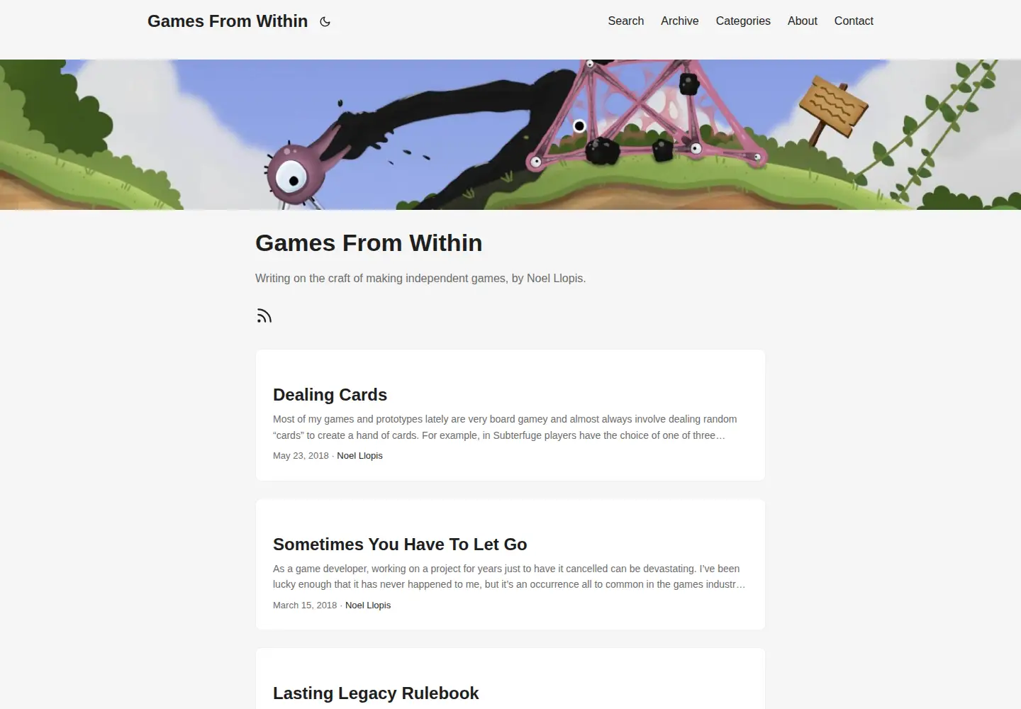 Captured homepage of gamesfromwithin.com in the current scan
