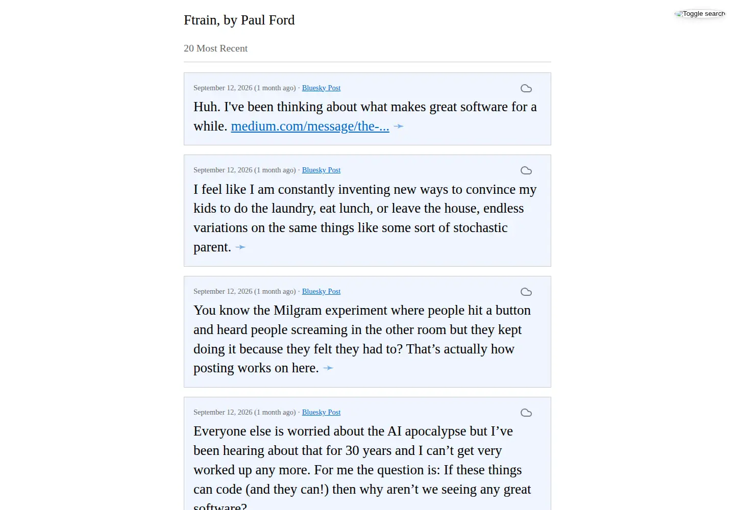 Screenshot of ftrain.com